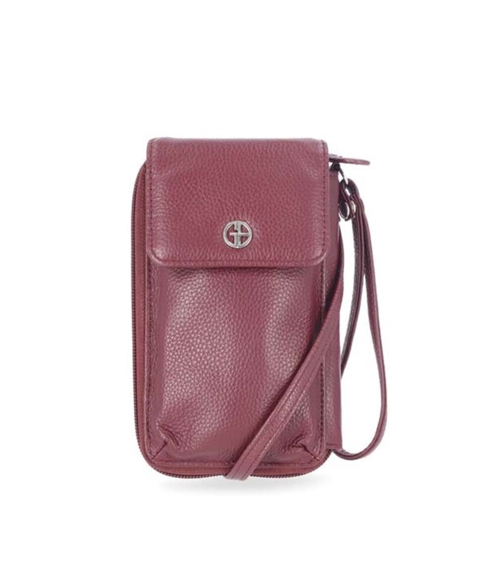 Giani Bernini Softy Leather Tech Crossbody Wallet in Wine (MSRP $80)